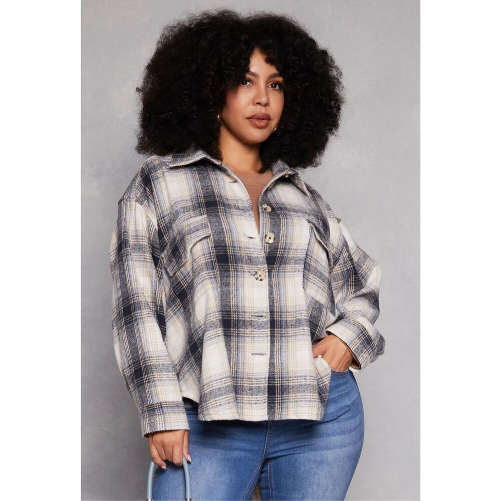 Plaid Patterned Shacket NWT - image 1